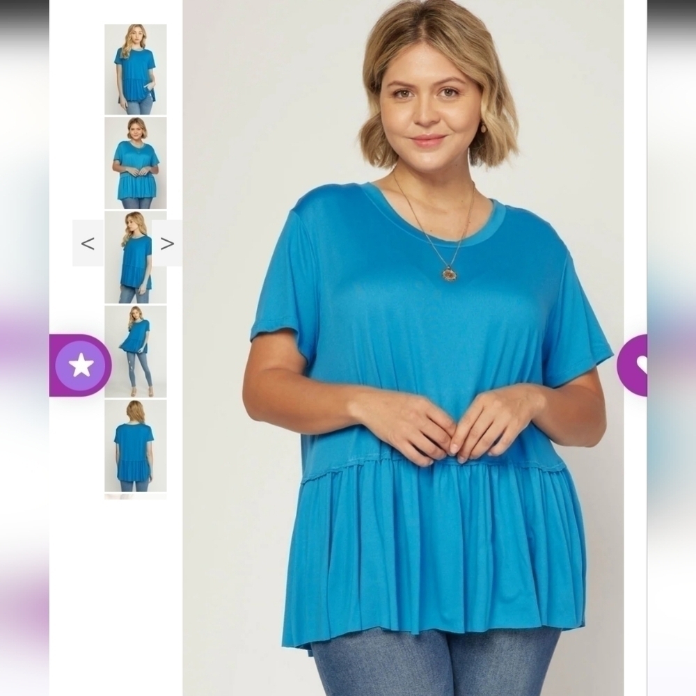Entro short sleeve Peplum Top Blue size 1X